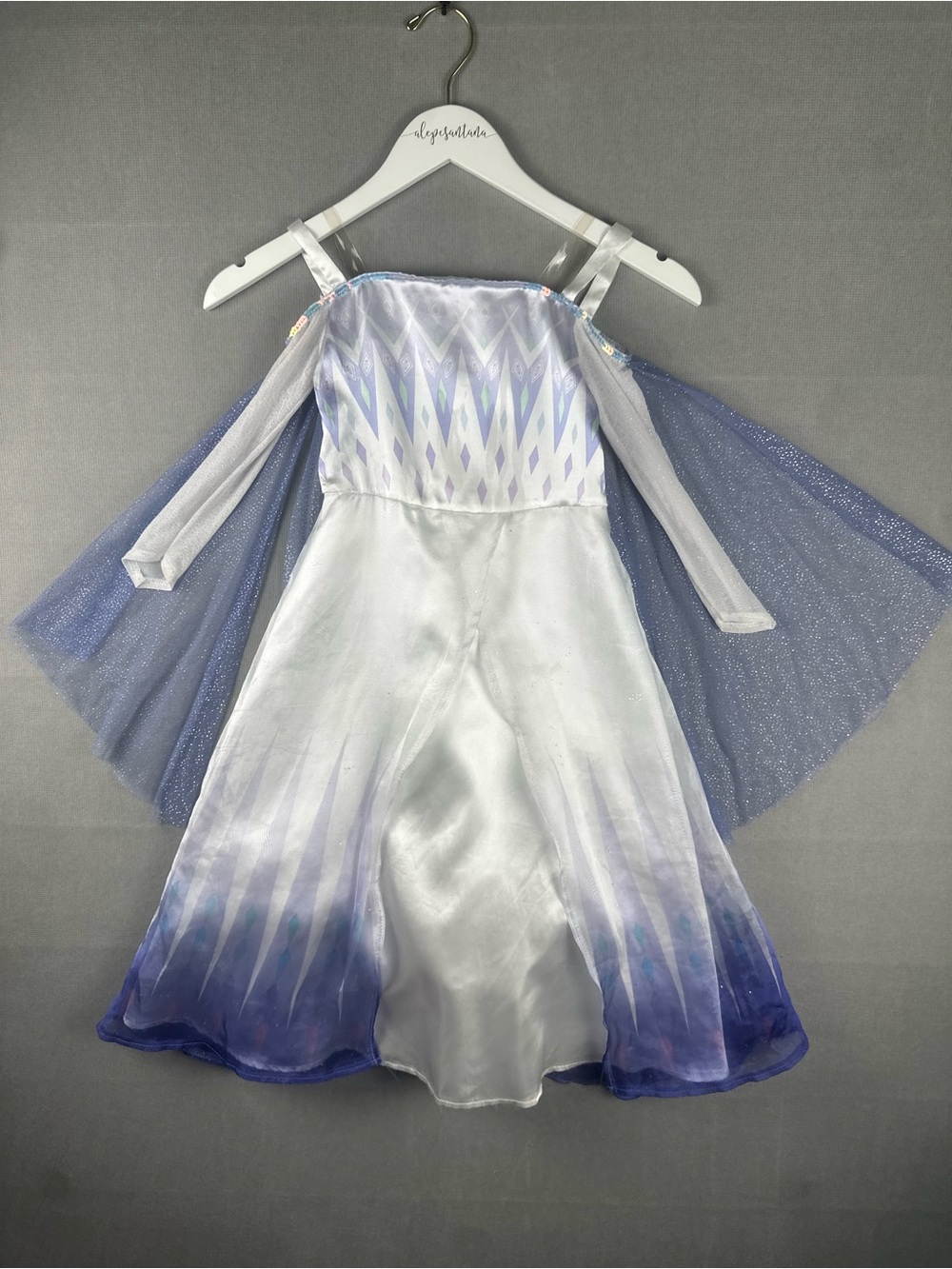 Frozen Elsa Inspired Princess Costume Dress Girls Blue Sparkle Cape Long Sleeve